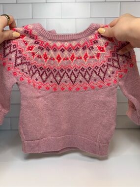 GAP Pink Fair Isle Crew Neck Sweater